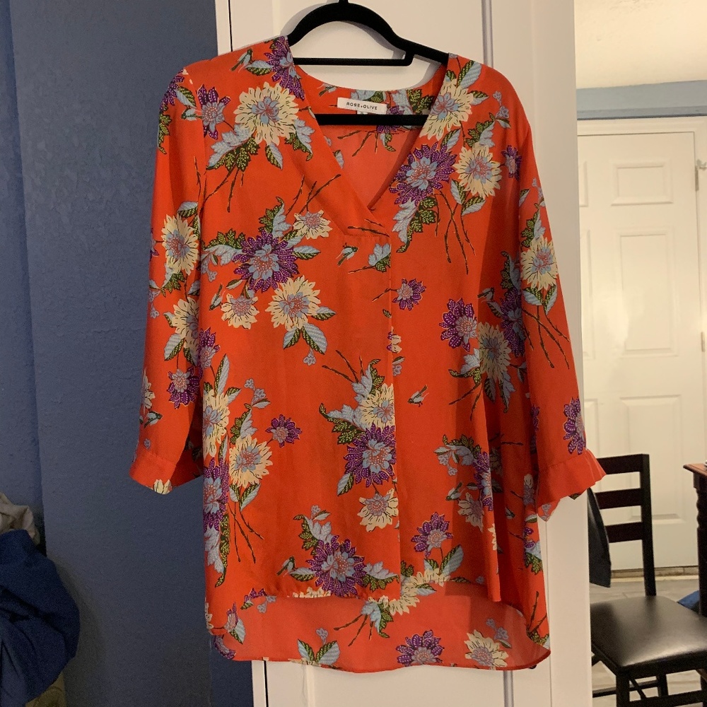 Rose + Olive Flower Blouse